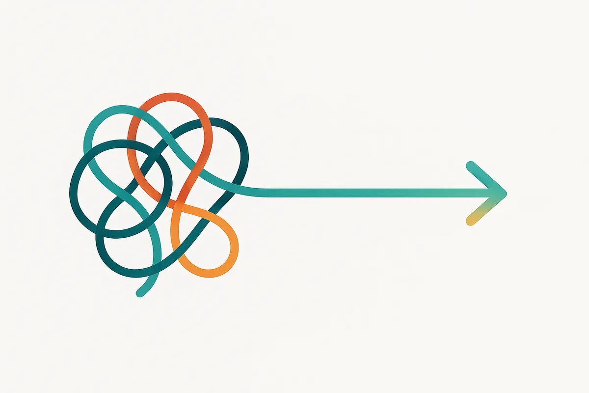 Knot transforming into arrow - confusion to clarity